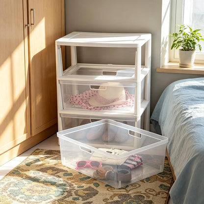 Wide 3-Drawer Organizer Tower, Plastic Storage Unit - Image 7