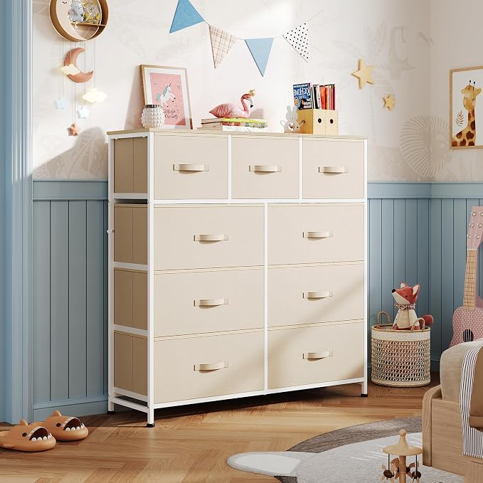 WLIVE 9 Drawer Dresser, Fabric Storage Tower - Image 2