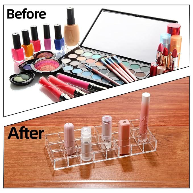 Kigley 3 Pcs Clear Lipstick Organizer Acrylic Lip Gloss Holder Cosmetic Storage - Image 2