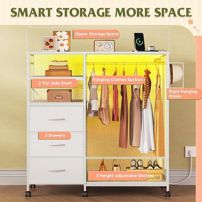 WLIVE LED Dresser for Bedroom, 3 Drawers - Image 4