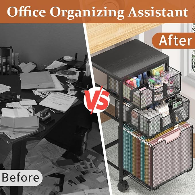Sbanmao Rolling File Cart with 3 Drawers, File Cabinet with DIY Divider - Image 7