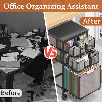 Sbanmao Rolling File Cart with 3 Drawers, File Cabinet with DIY Divider - Image 7