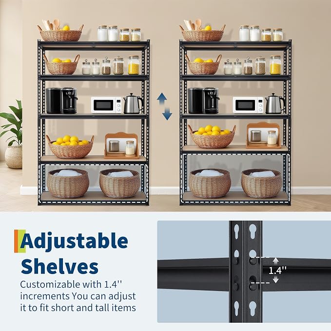 Storage Shelving Unit, 5-Tier Adjustable Metal Storage Shelves - Image 6