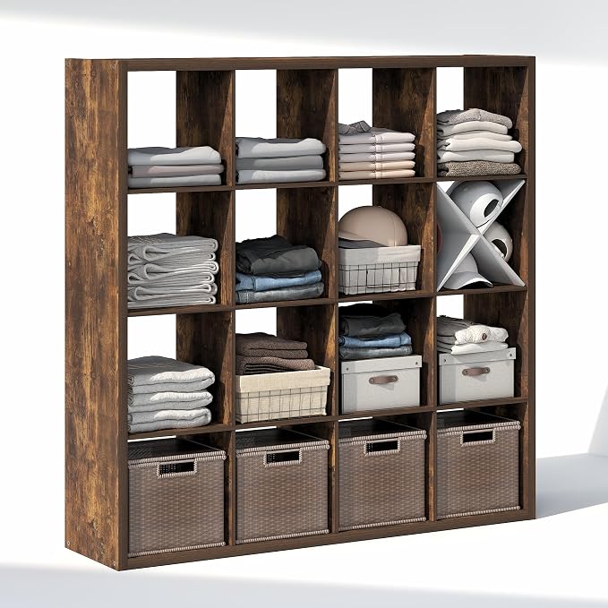Furinno Cubic Extra Thick 16-Cube Closet Organizers and Storage, Amber Pine | - Image 5