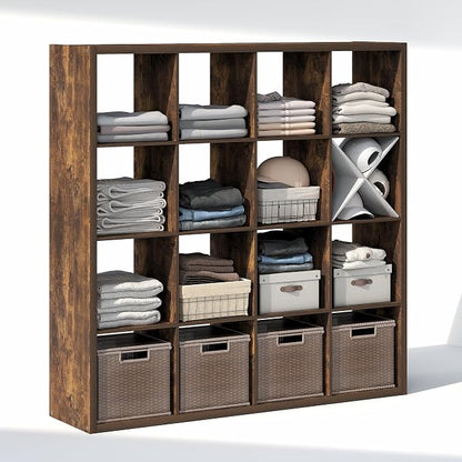 Furinno Cubic Extra Thick 16-Cube Closet Organizers and Storage, Amber Pine | - Image 5