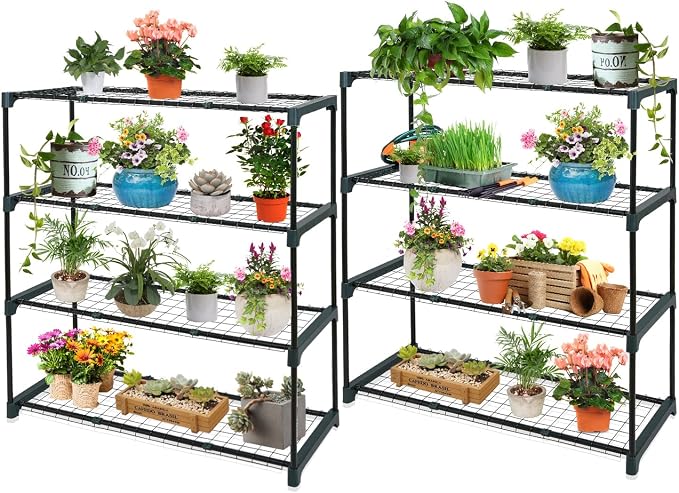 EAGLE PEAK Greenhouse Shelving Staging Double 4 Tier, Outdoor/Indoor Plant by EAGLEPEAK