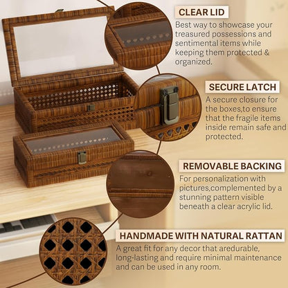Rattan Decorative Box, Boho Display Boxes - Image 3