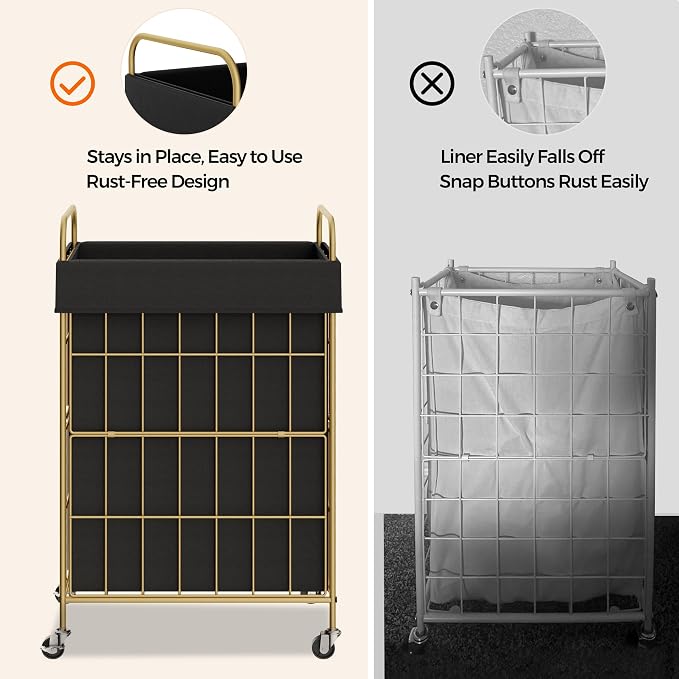 Laundry Hamper with Wheels, 90L Laundry Basket with Handle, Laundry Sorter with - Image 3
