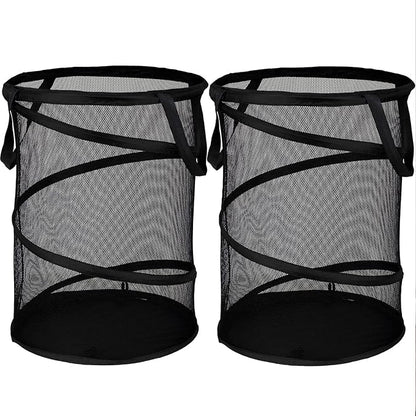 BATTOO 2 Pack Black X-Large Collapsible Laundry Basket Foldable Mesh Pop Up by BATTOO