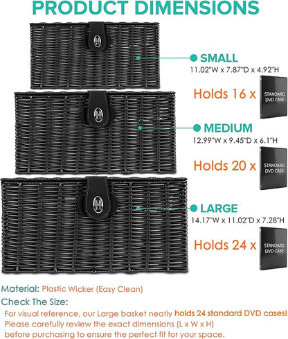 Set of 3 Woven Wicker Storage Basket Box - Image 3