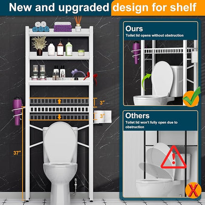 Over The Toilet Storage Cabinet, 4 Tier Bathroom Organizer and Storage - Image 3