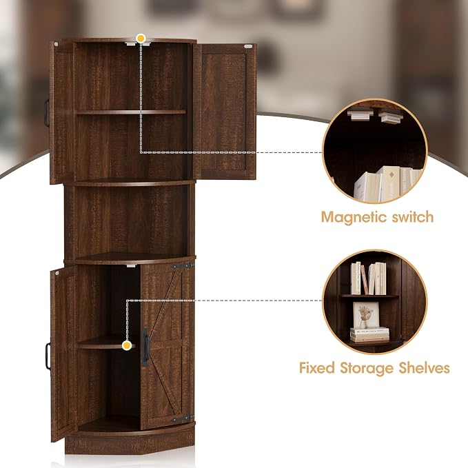Vabches 64.8" Tall Farmhouse Corner Cabinet - Image 3