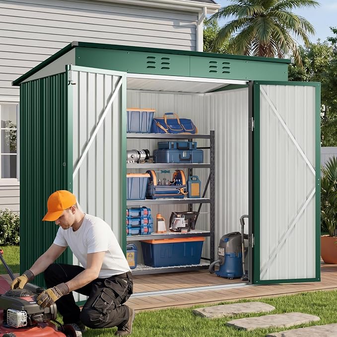Gizoon 8' x 6' Outdoor Storage Shed, Lockable Doors and Ventilation - Image 4