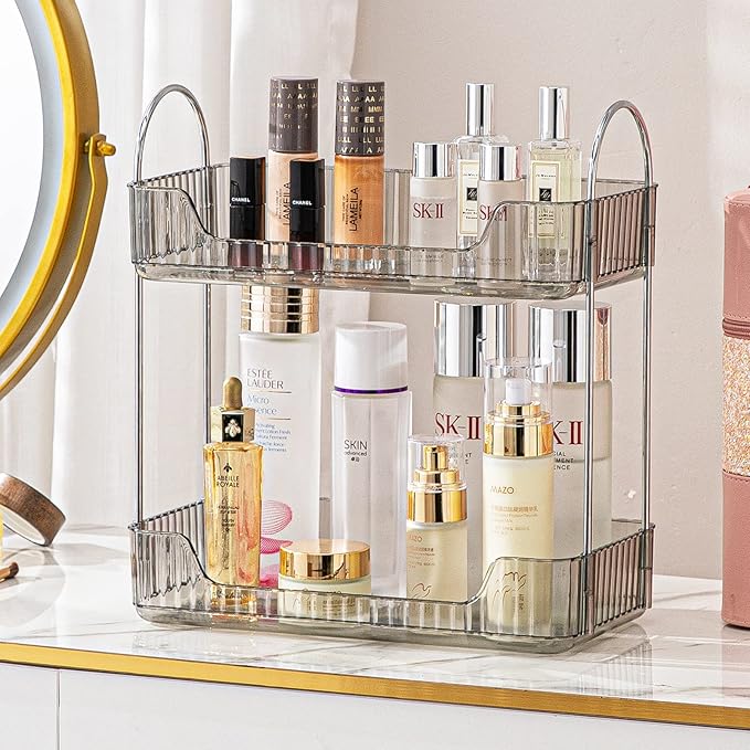 shuang qing 2 Tier Bathroom Counter Organizer Countertop Storage, Cosmetics - Image 2