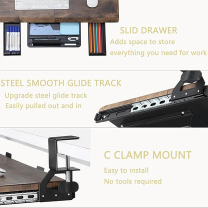 ETHU Keyboard Tray Under Desk, Ergonomic Corner Keyboard Tray - Image 4