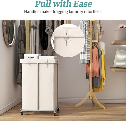 155L Laundry Hamper with Wheels, Rolling Laundry Basket with Metal Frame and - Image 8