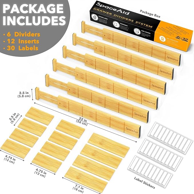 SpaceAid Bamboo Drawer Dividers - Image 3