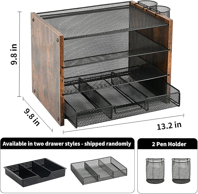OPNCIE Desk Organizer and Accessories, 4-Tier Paper Letter Tray File Organizer - Image 5