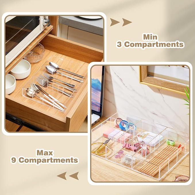 Acrylic Drawer Organizer Clear Desk Drawer Organizer Trays - Image 5