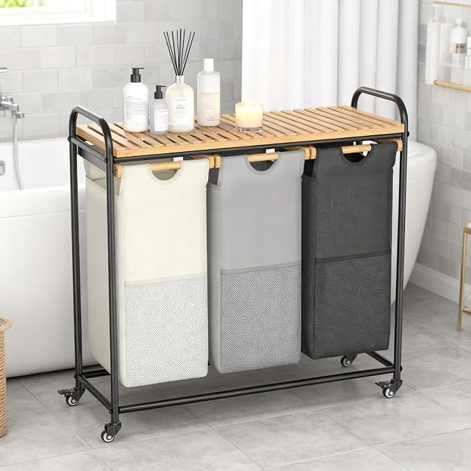 Laundry Hampers 3 Section, Laundry Sorter - Image 7