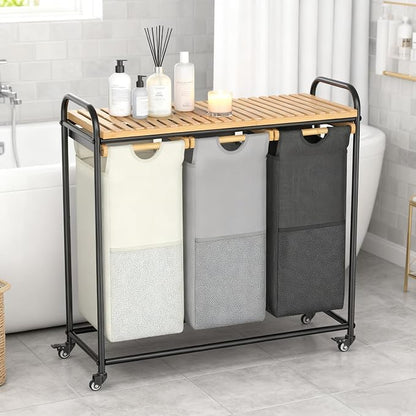 Laundry Hampers 3 Section, Laundry Sorter - Image 7