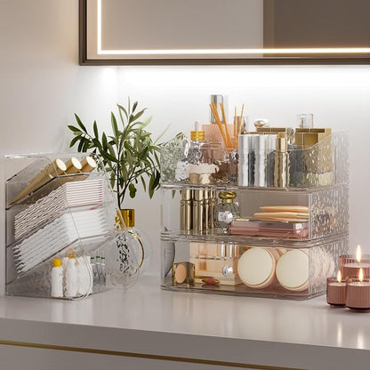 Makeup Organizer with Brush Holder Plastic Makeup Drawers - Image 2