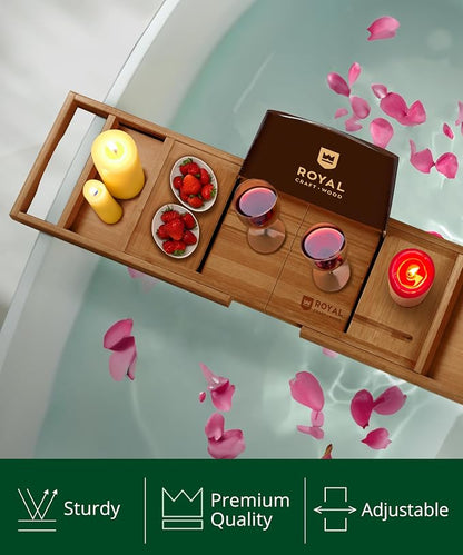 ROYAL CRAFT WOOD Premium Foldable Bathtub Tray Caddy - Image 8