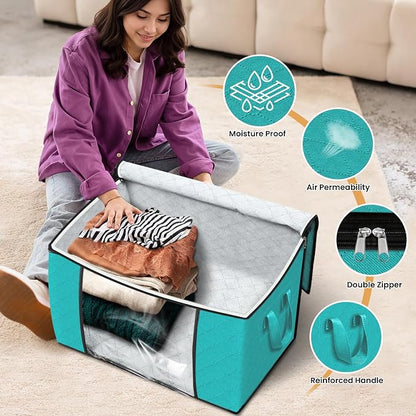 Fab totes 24 Gallons Clothes Storage, Foldable Thick Fabric Blanket Storage Bags - Image 4