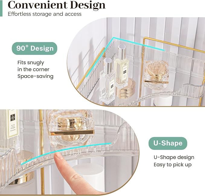 Aveniee Corner Bathroom Counter Organizer, 3 Tier Makeup Perfume Storage - Image 4