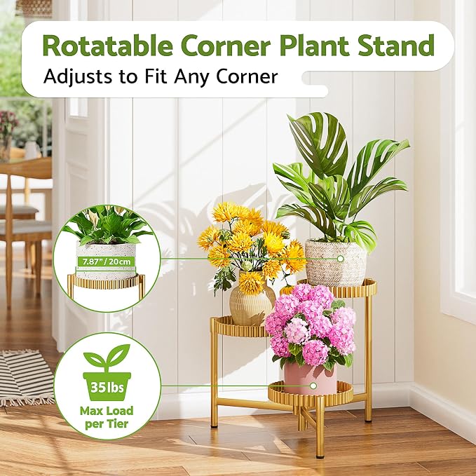 Stand Plants, 3 Tier Metal Corner Plant Stands - Image 2
