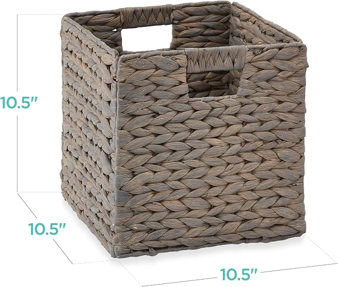 Best Choice Products 10.5x10.5in Pack of 5 Cube Storage Baskets, Water Hyacinth - Image 2