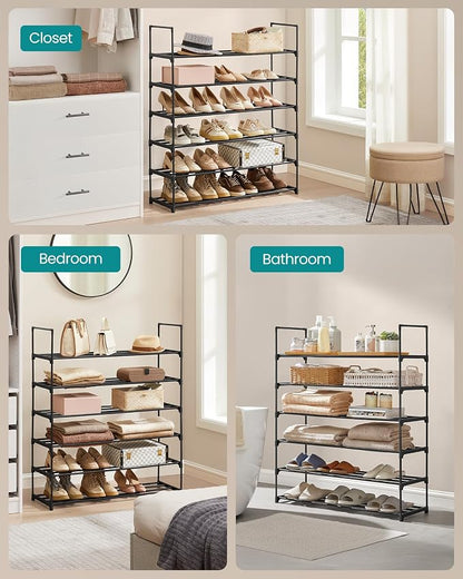 SONGMICS Shoe Rack, 6-Tier Shoe Organizer, Metal Storage Shelf, Upright or - Image 7