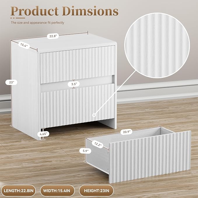 Fluted Nightstand, Modern Night Stand - Image 2