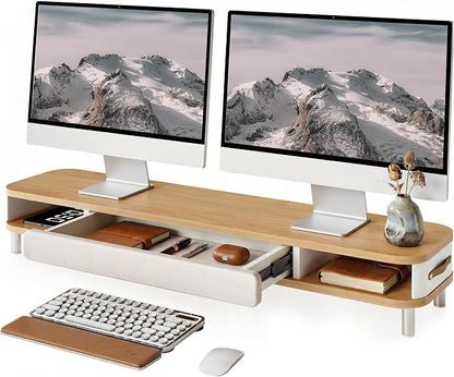 Fenge Monitor Stand with Large Drawer, 42.5 Inch Dual Monitor Riser by Fenge