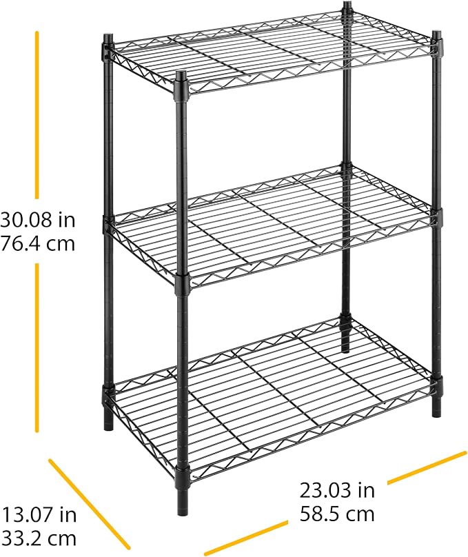 Whitmor 3 Tier Shelving Unit, Metal Storage Shelves, Adjustable Heavy Duty Shelf - Image 3