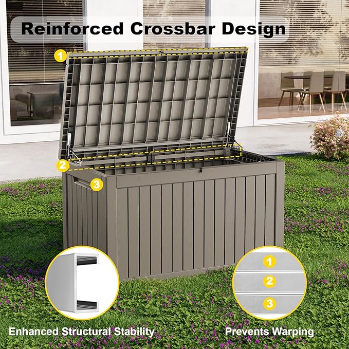 280 Gallon Outdoor Storage Box, Large Resin Deck Box - Image 5
