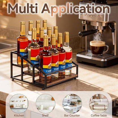 Coffee Syrup Organizer Rack, Liquor Bottle Display Shelf, 3 Tier 12 Syrup - Image 8