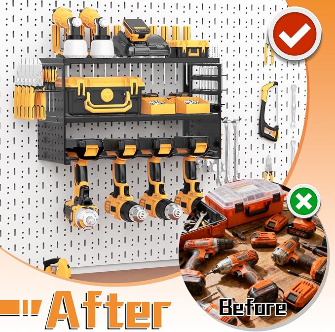 Power Tool Organizer Wall Mount, 150Lbs Load 3 Layer Heavy Duty Metal Tool Shelf - Image 6
