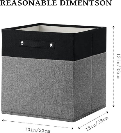 FinishingBo 13x13x13 Storage Cube Bins 4 Pack, Cube Shelf Baskets | Foldable - Image 3