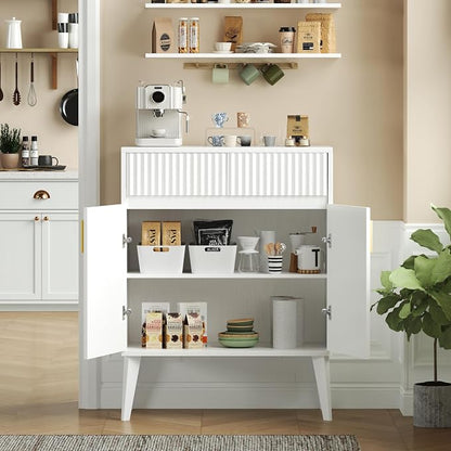 Sideboard Storage Cabinet with 2 Drawers & 2 Doors, Fluted Kitchen Buffet - Image 6