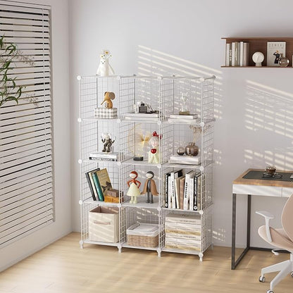 12-Cube Storage Organizer, Metal Wire Cube Shelving Unit, 11.8" L x 11.8" W x - Image 6
