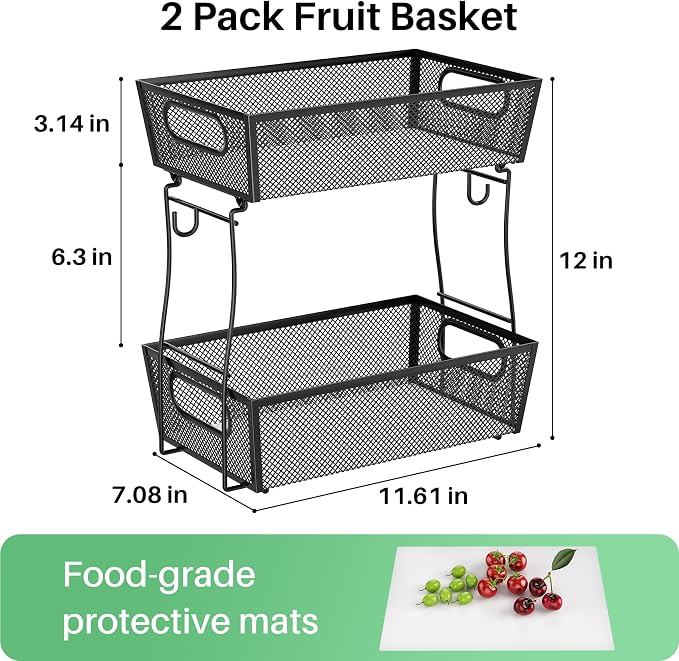 SNTD 2-Tier Mesh Fruit Basket for Kitchen Counter - Image 2