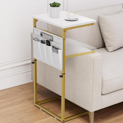 Vagusicc C Shaped End Table, Adjustable Height Small Couch Side Table by Vagusicc