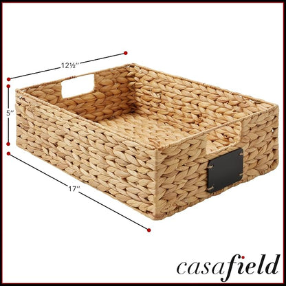 Casafield Set of 4 Water Hyacinth Pantry Baskets, 12-1/2" x 17" x 5", - Image 7