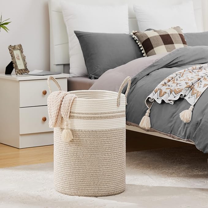 Large Laundry Hamper, Tall Woven Storage Basket - Image 7