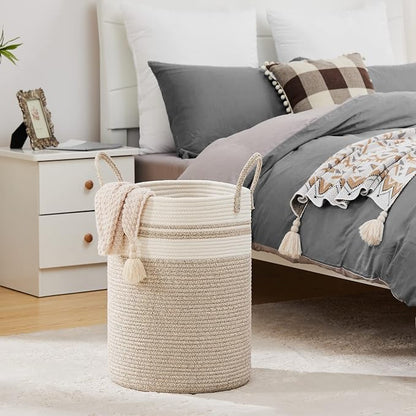 Fiona's magic 72L Large Woven Laundry Hamper, Tall Cotton Rope Storage Basket - Image 7