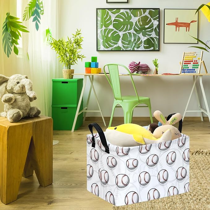 Kids Storage Basket Empty, Baseball Waterproof Storage Bins Organizer, Foldable - Image 4