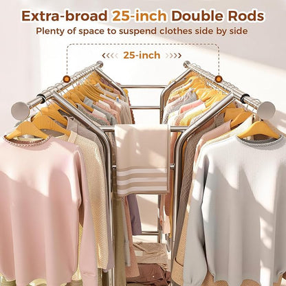Luxspire Heavy Duty Clothes Rack Load 650 LBS, Double Rod Clothing Racks - Image 5