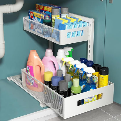 Pull-out Under Kitchen Sink Organizer, Metal Functional Under Sink Organizer by TISTAYADirect