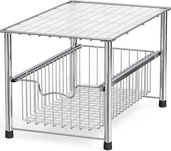 Simple Houseware Chrome Metal Stackable Storage Rack, 16.75 in L x 10.8 in W x by SimpleHouseware